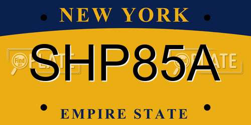 SHP85A New York License Plate