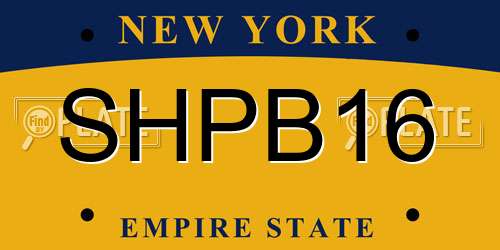 SHPB16 New York License Plate