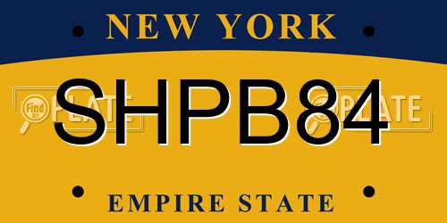 SHPB84 New York License Plate