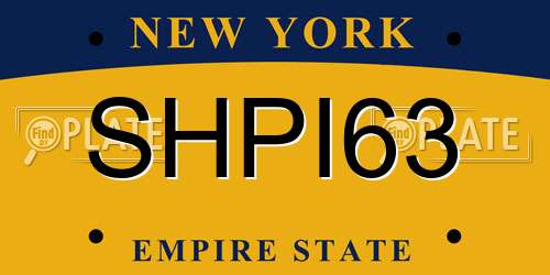 SHPI63 New York License Plate