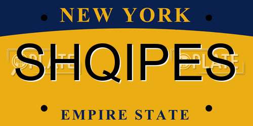 SHQIPES New York License Plate