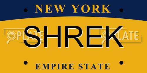 SHREK New York License Plate