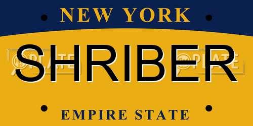 SHRIBER New York License Plate
