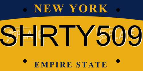 SHRTY509 New York License Plate