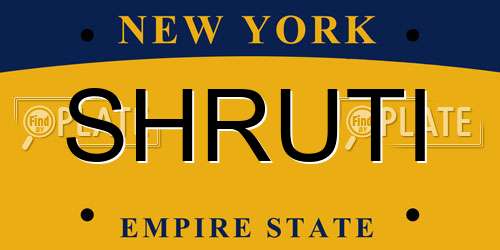 SHRUTI New York License Plate