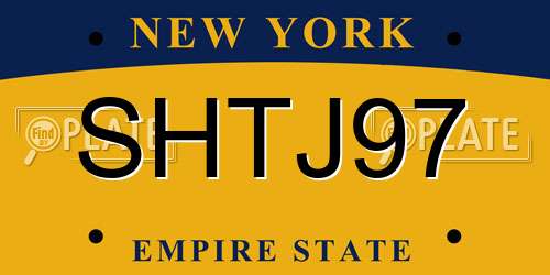 SHTJ97 New York License Plate