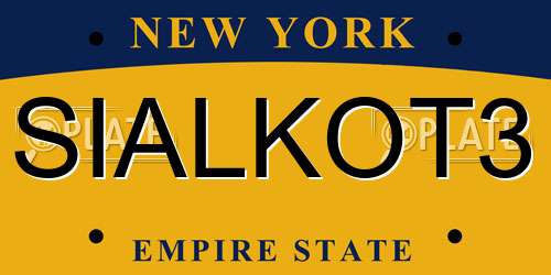 SIALKOT3 New York License Plate