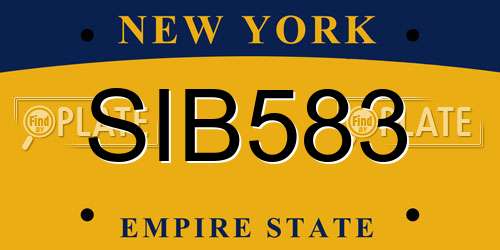 SIB583 New York License Plate