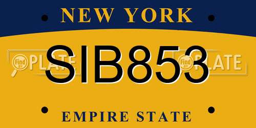 SIB853 New York License Plate