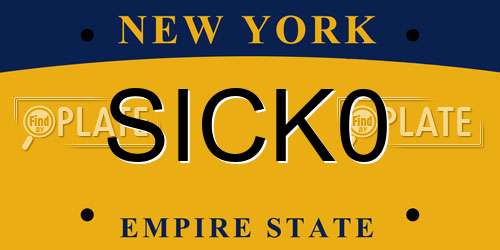 SICK0 New York License Plate