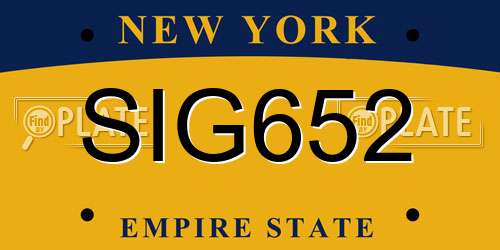 SIG652 New York License Plate