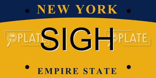 SIGH New York License Plate