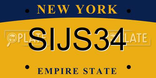 SIJS34 New York License Plate