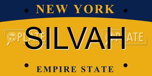 SILVAH New York License Plate