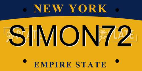 SIMON72 New York License Plate