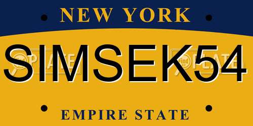 SIMSEK54 New York License Plate
