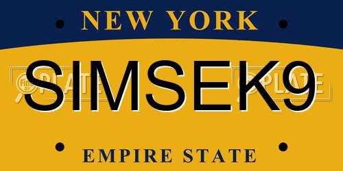 SIMSEK9 New York License Plate