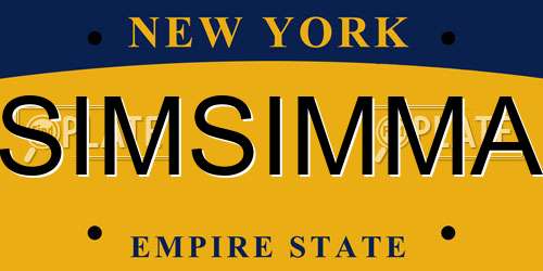 SIMSIMMA New York License Plate
