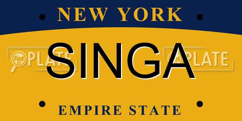SINGA New York License Plate
