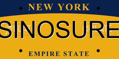 SINOSURE New York License Plate