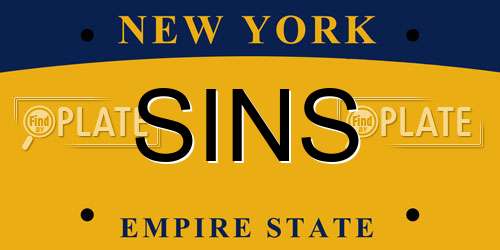 SINS New York License Plate