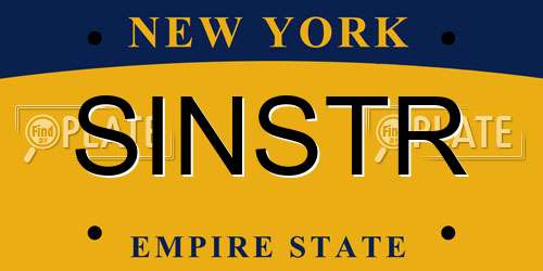 SINSTR New York License Plate