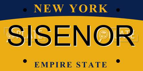 SISENOR New York License Plate