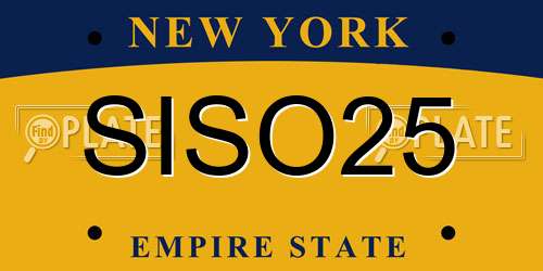 SISO25 New York License Plate