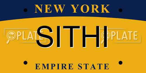 SITHI New York License Plate