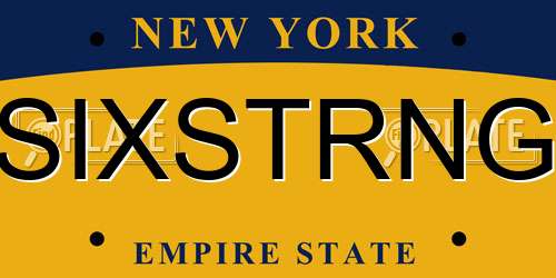 SIXSTRNG New York License Plate