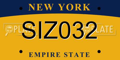 SIZ032 New York License Plate