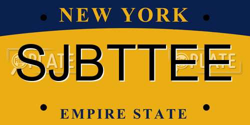 SJBTTEE New York License Plate