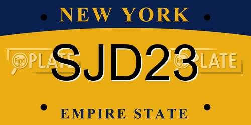 SJD23 New York License Plate