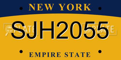 SJH2055 New York License Plate