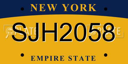 SJH2058 New York License Plate