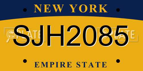 SJH2085 New York License Plate