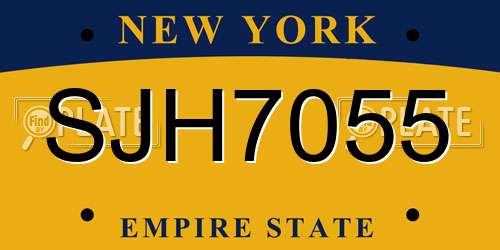 SJH7055 New York License Plate