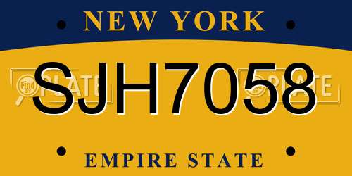SJH7058 New York License Plate