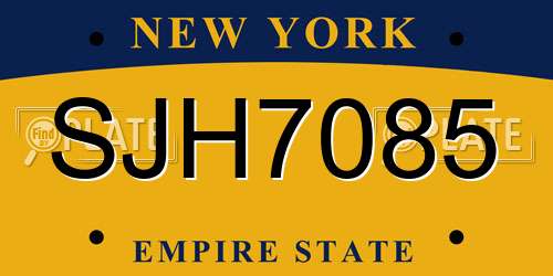 SJH7085 New York License Plate