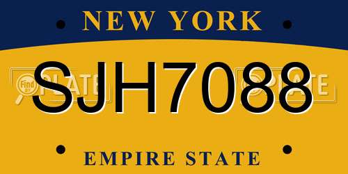 SJH7088 New York License Plate
