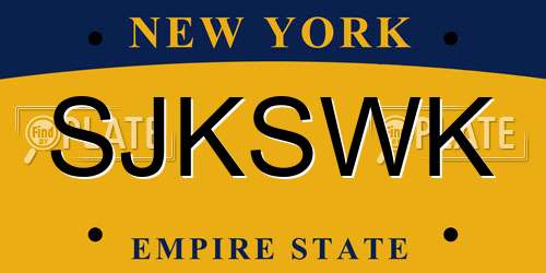 SJKSWK New York License Plate