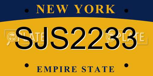 SJS2233 New York License Plate