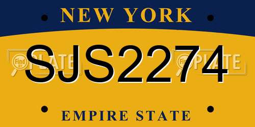 SJS2274 New York License Plate