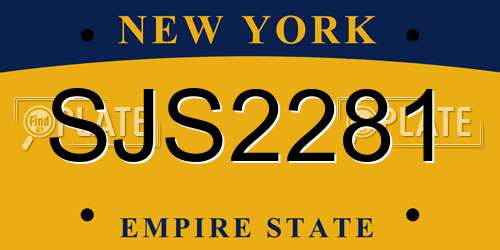SJS2281 New York License Plate