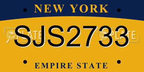 SJS2733 New York License Plate