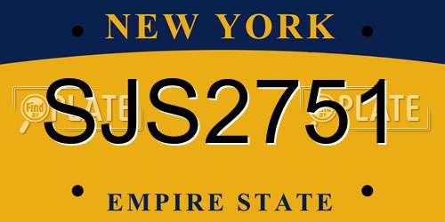 SJS2751 New York License Plate