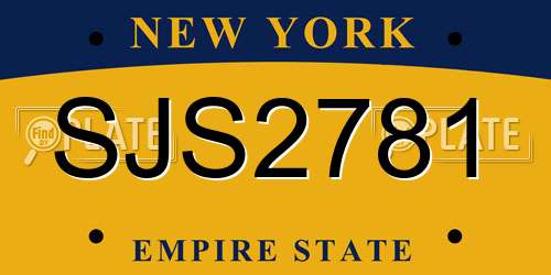 SJS2781 New York License Plate