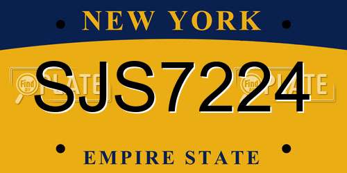 SJS7224 New York License Plate