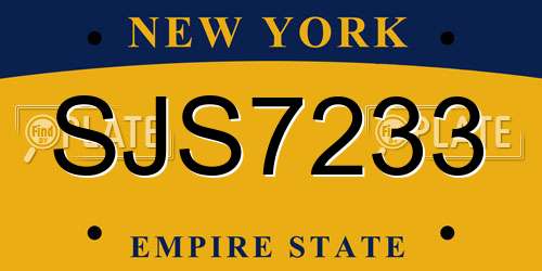 SJS7233 New York License Plate