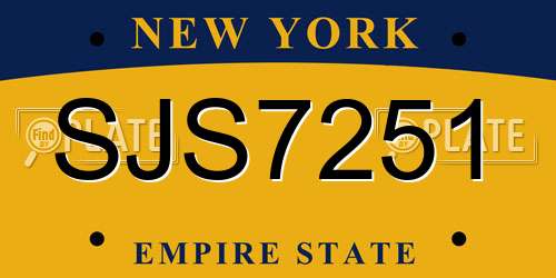 SJS7251 New York License Plate